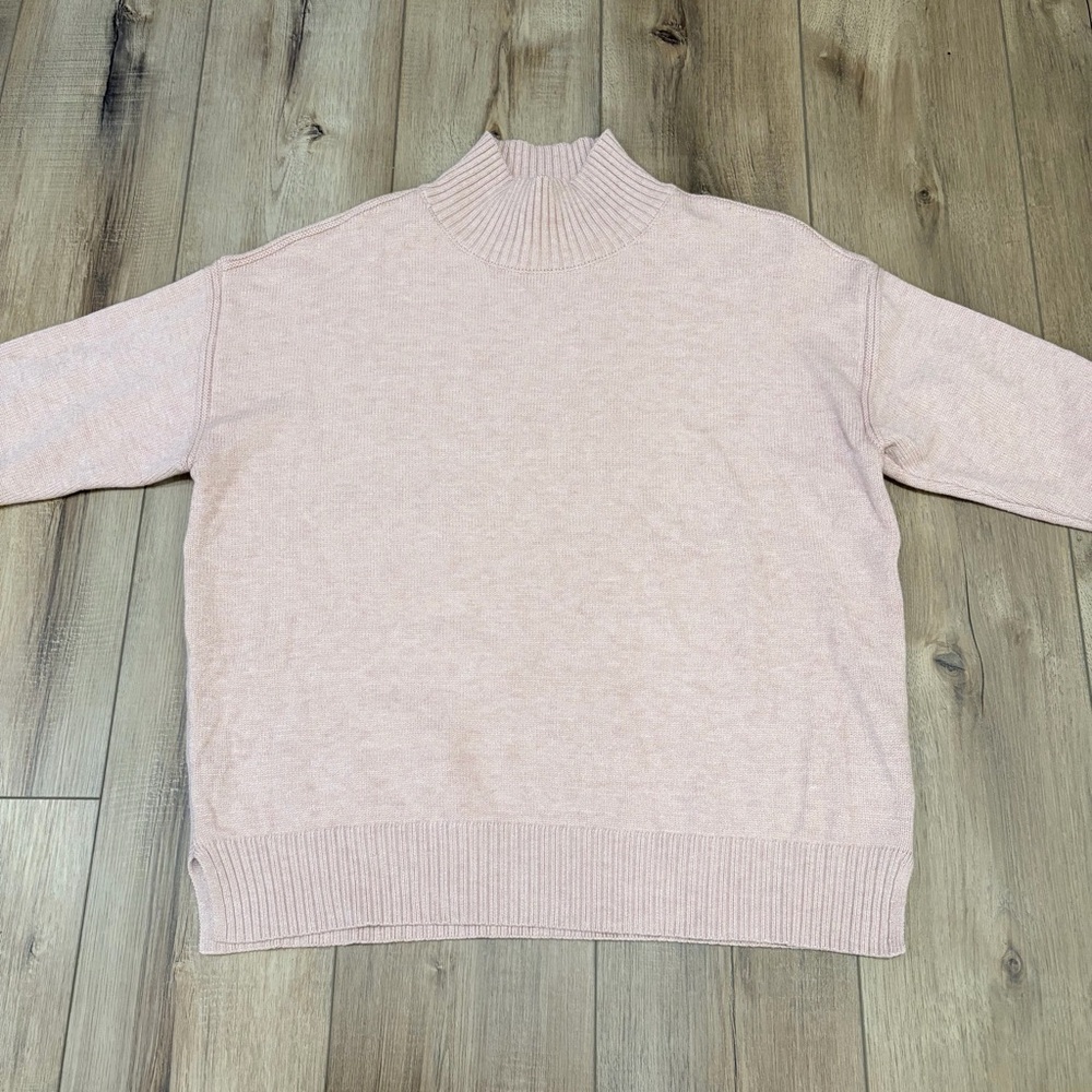 Magaschoni Pink Mock Neck Sweater Women M Soft Minimalist Spring Knit - Picture 5 of 7